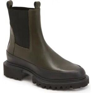 New Allsaints Harlee Lug Sole Chelsea Boot Dark Khaki Green 37